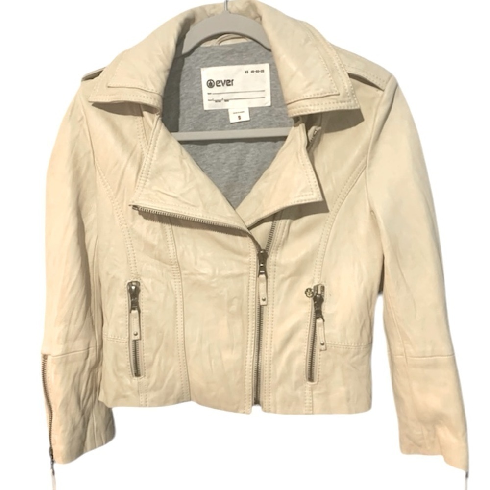 Ever 100% Lambskin Moto Biker Jacket Size Small